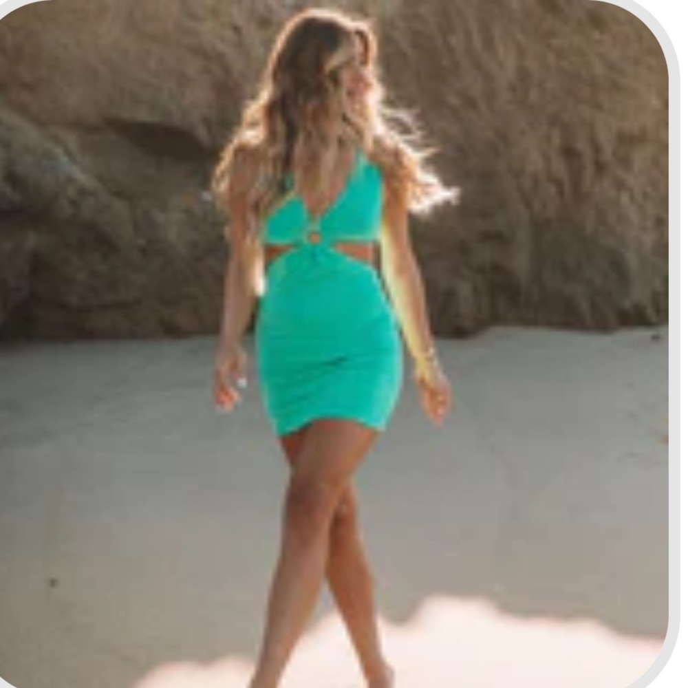 Vici Cutout Emerald Green Knit Dress